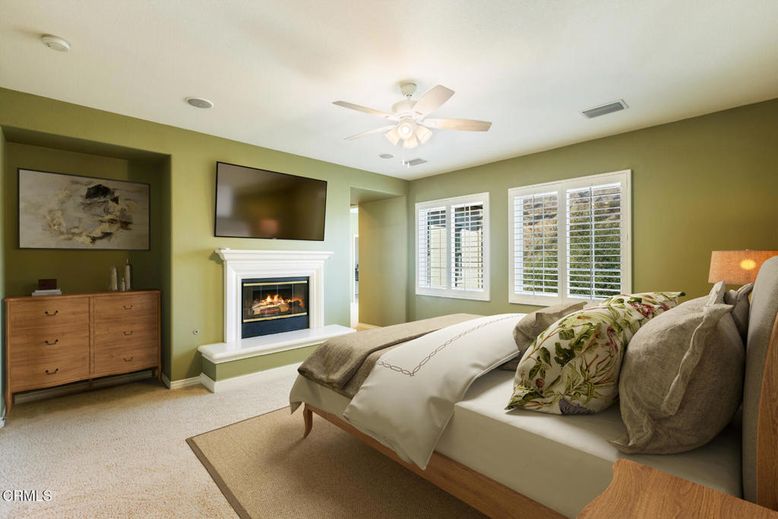 Bedroom, Fireplace, Interior