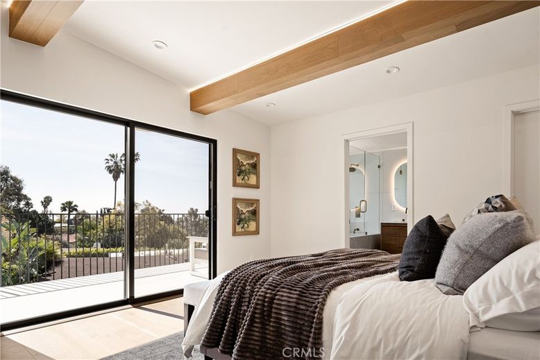 Bedroom, Interior, Recessed Lighting, Wooden Beams, Wood Texture Flooring