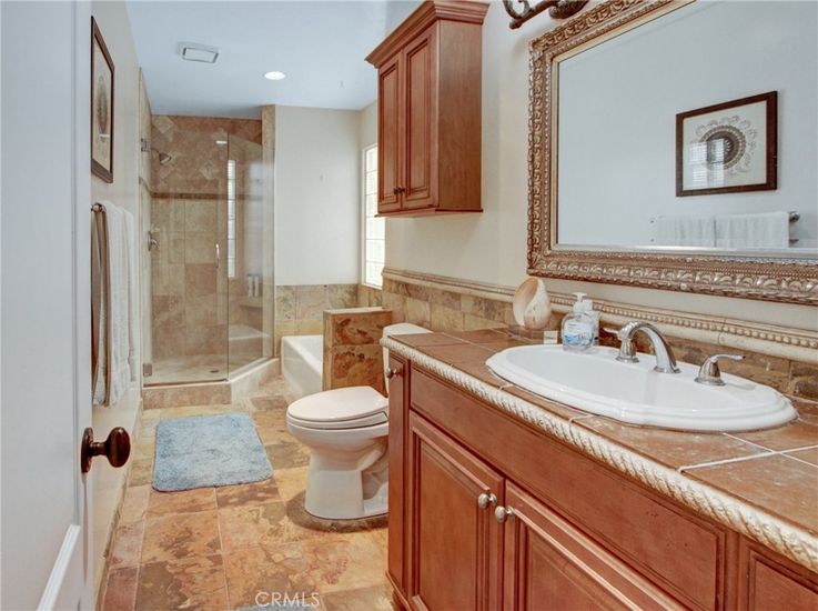Bathroom, Glass Shower, Interior, Recessed Lighting, Tile Countertops