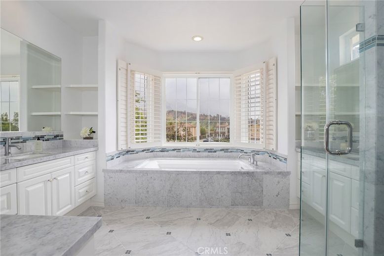 Bathroom, Glass Shower, Interior, Marble, Recessed Lighting