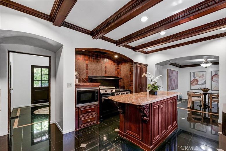 Interior, Kitchen, Recessed Lighting, Stainless Steel Appliances, Wooden Beams
