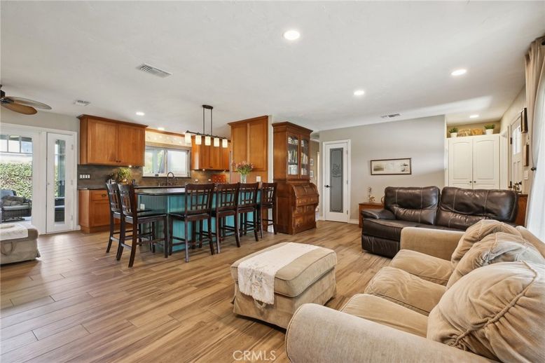 Dining room, Interior, Kitchen, Living room, Pendant Lights, Recessed Lighting, Wood Texture Flooring