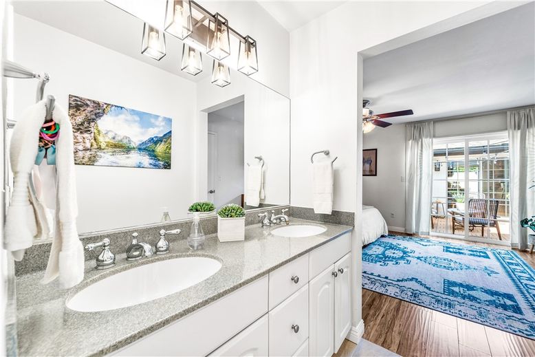 Bathroom, Dual Sink Vanities, Interior, Wood Texture Flooring