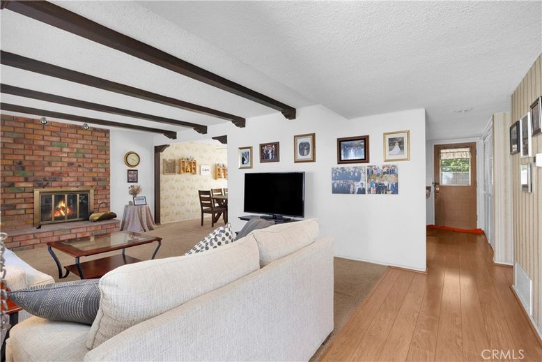 Fireplace, Interior, Living room, Stone Walls, Wooden Beams, Wood Texture Flooring