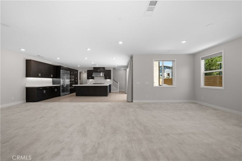 Empty room, Interior, Kitchen, Recessed Lighting, Stainless Steel Appliances
