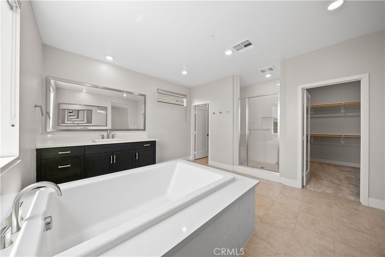 Bathroom, Dual Sink Vanities, Glass Shower, Interior, Recessed Lighting