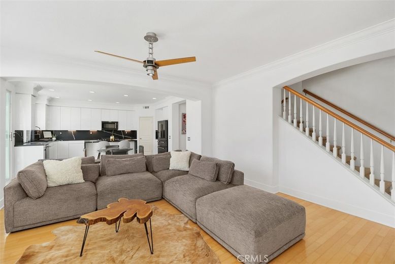 Interior, Kitchen, Living room, Recessed Lighting, Stainless Steel Appliances, Wood Texture Flooring