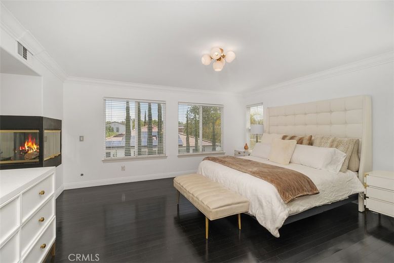 Bedroom, Fireplace, Interior, Wood Texture Flooring