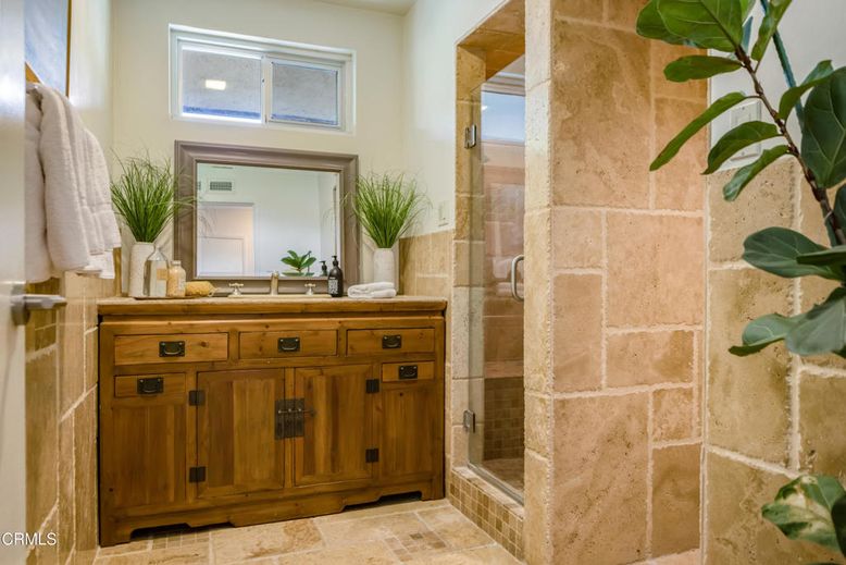 Bathroom, Glass Shower, Interior, Stone Walls