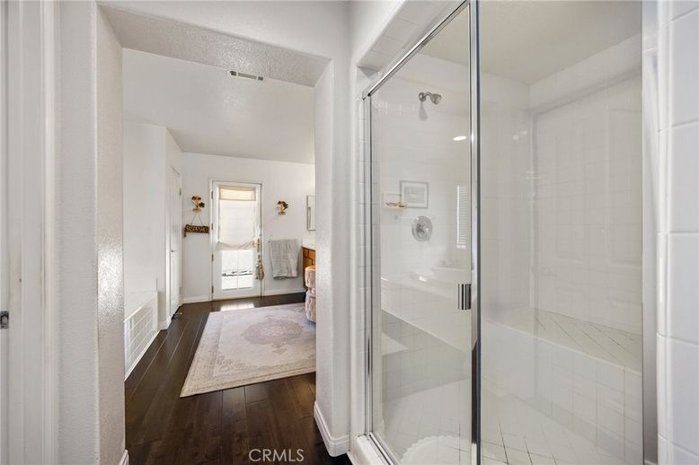 Bathroom, Glass Shower, Interior, Wood Texture Flooring