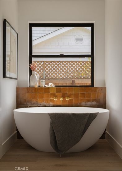 Bathroom, Free Standing Baths, Interior, Wood Texture Flooring