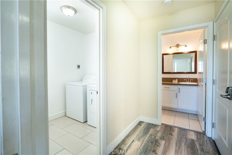 Bathroom, Interior, Washer, Wood Texture Flooring