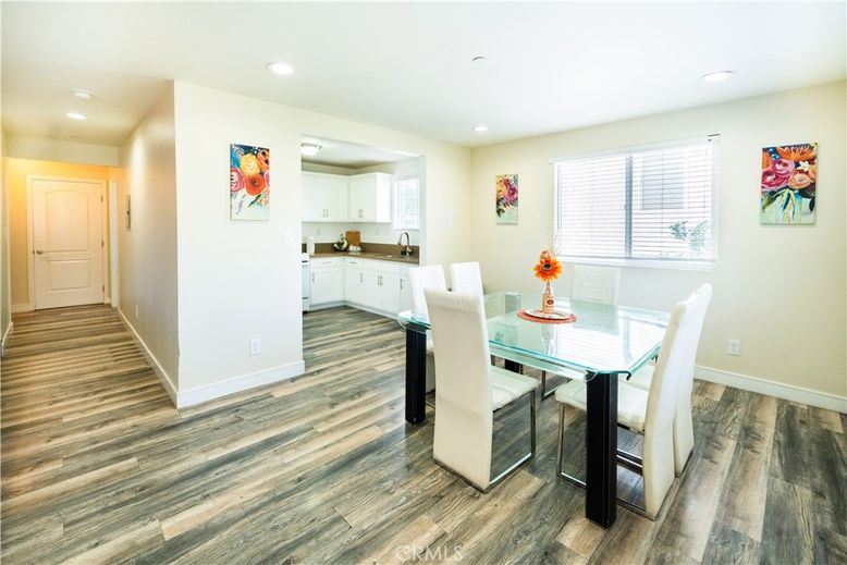 Dining room, Interior, Recessed Lighting, Wood Texture Flooring