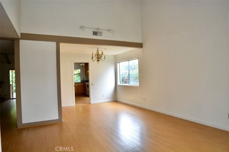 Chandelier, Empty room, Interior, Wooden Beams, Wood Texture Flooring