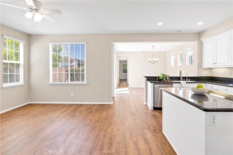 Chandelier, Interior, Kitchen, Recessed Lighting, Wood Texture Flooring