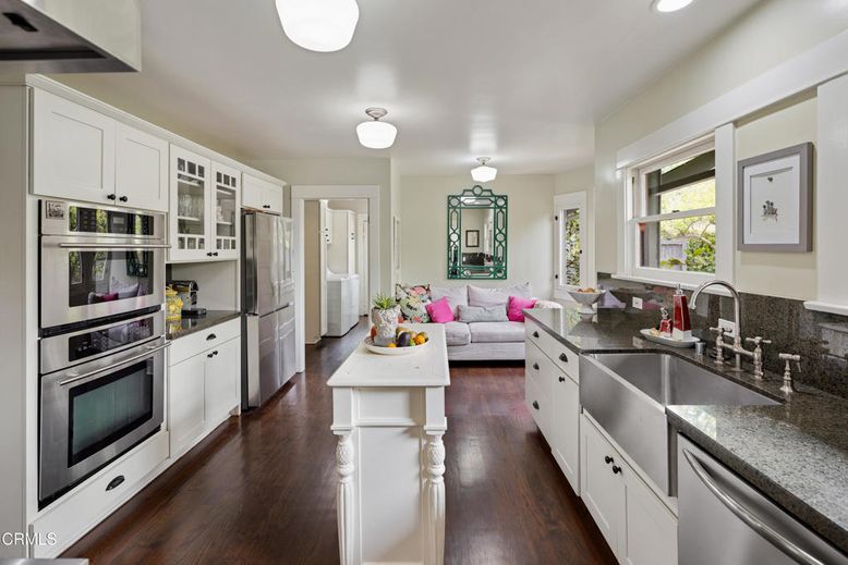 Interior, Kitchen, Living room, Recessed Lighting, Stainless Steel Appliances, Wood Texture Flooring