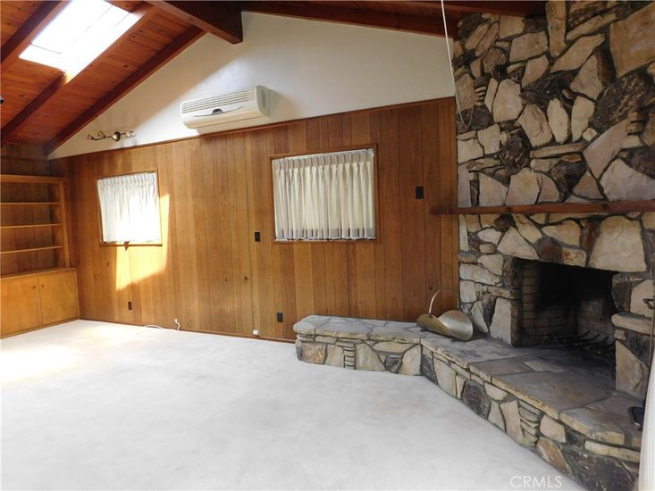 Empty room, Fireplace, Interior, Stone Walls, Wooden Beams, Wooden Ceilings, Wooden Walls