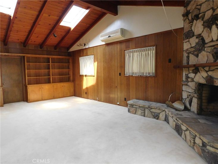 Empty room, Fireplace, Interior, Stone Walls, Wooden Beams, Wooden Ceilings, Wooden Walls