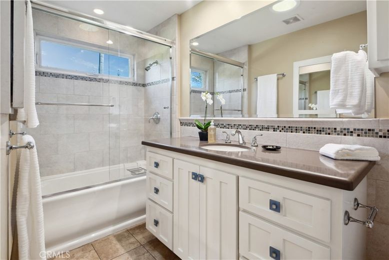 Bathroom, Glass Shower, Interior, Recessed Lighting, Tile Countertops