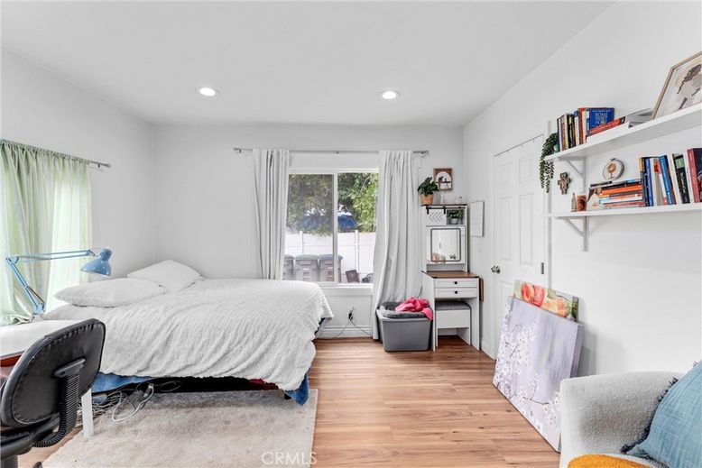 Bedroom, Home Office, Interior, Recessed Lighting, Wood Texture Flooring