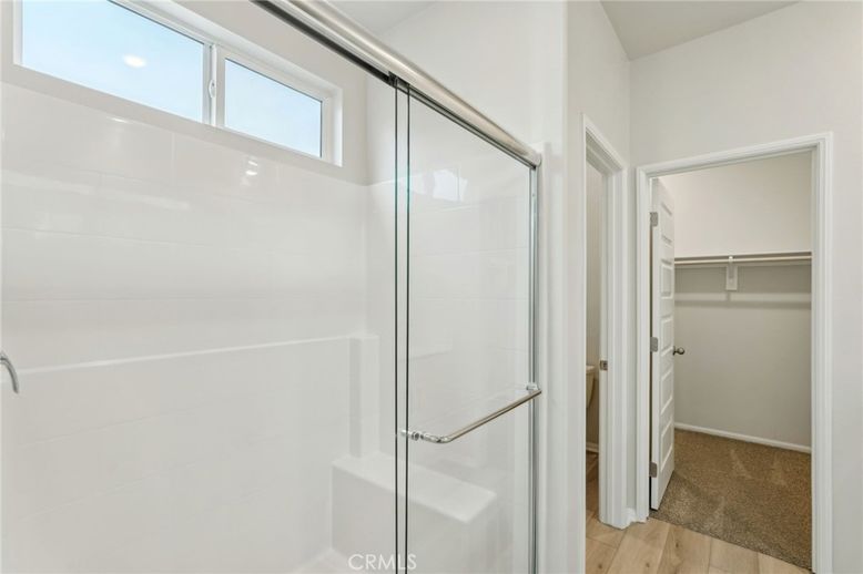 Bathroom, Glass Shower, Interior, Walk-in Closets, Wood Texture Flooring