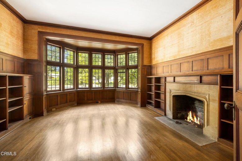 Empty room, Fireplace, Interior, Wood Texture Flooring, Wooden Walls