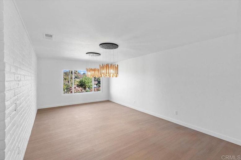 Empty room, Interior, Pendant Lights, Wood Texture Flooring