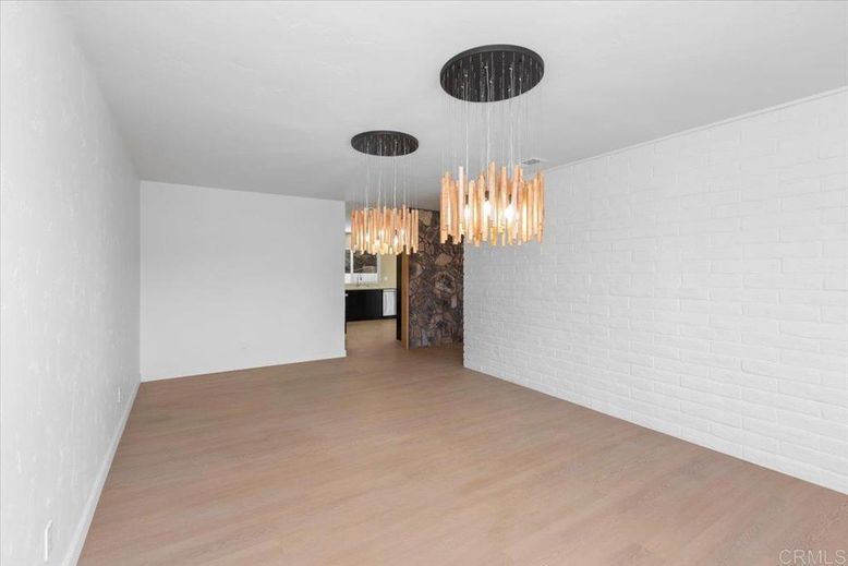 Empty room, Interior, Pendant Lights, Wood Texture Flooring