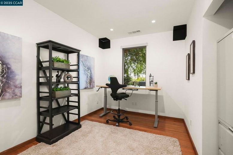 Home Office, Interior, Recessed Lighting, Wood Texture Flooring