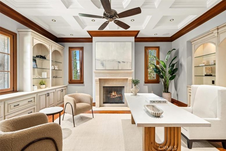 Fireplace, Home Office, Interior, Recessed Lighting