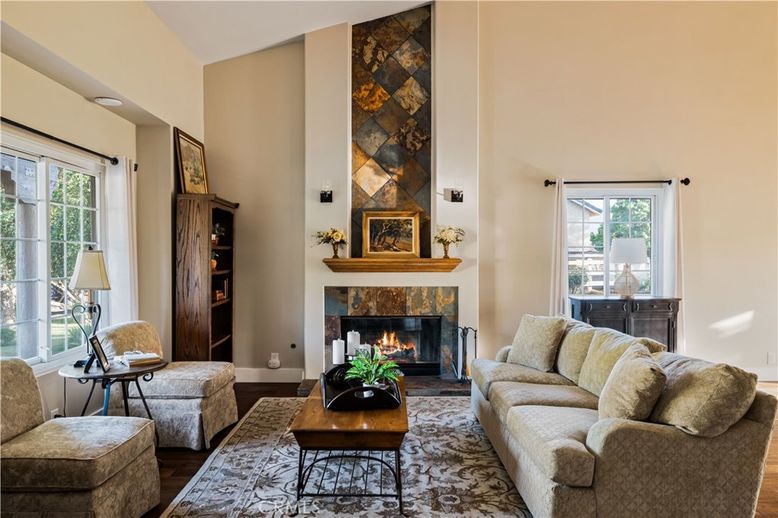 Fireplace, Interior, Living room, Stone Walls, Wood Texture Flooring