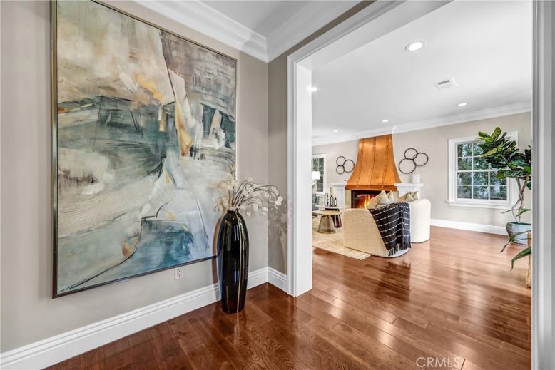 Fireplace, Interior, Recessed Lighting, Wood Texture Flooring