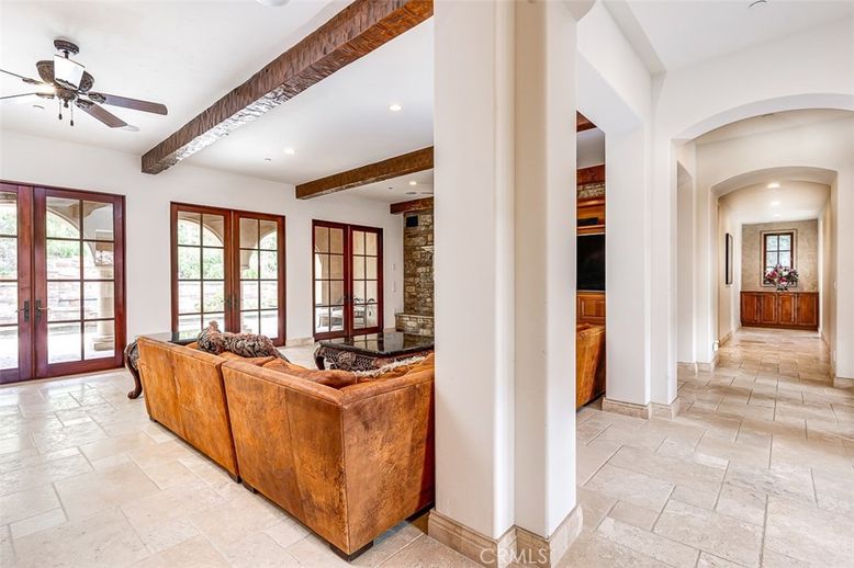 Interior, Living room, Recessed Lighting, Wooden Beams