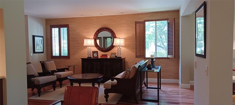 Interior, Living room, Stone Walls, Wood Texture Flooring