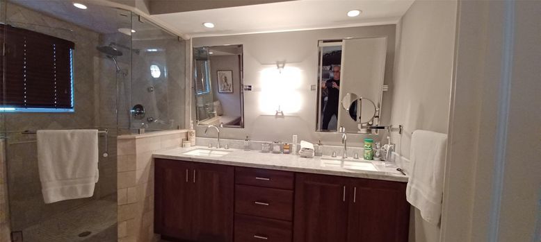 Bathroom, Dual Sink Vanities, Glass Shower, Interior, Recessed Lighting