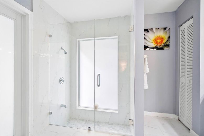 Bathroom, Glass Shower, Interior, Marble, Marble Walls