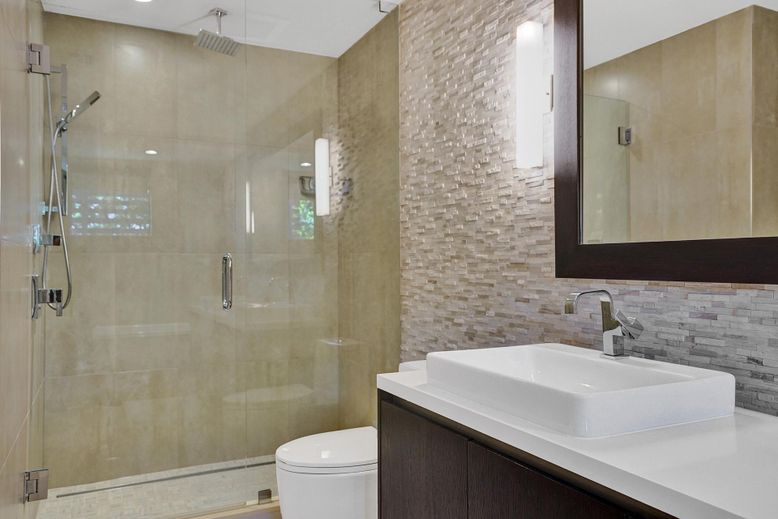 Bathroom, Glass Shower, Interior, Recessed Lighting