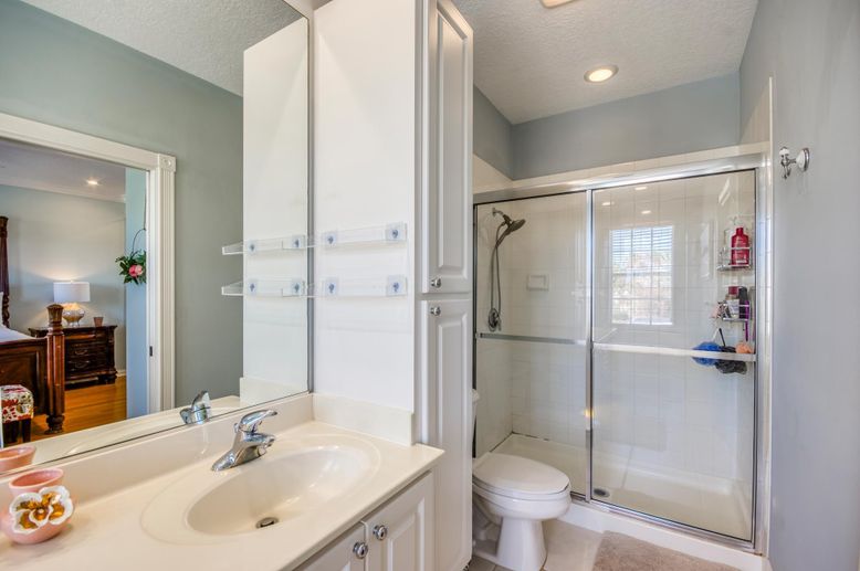 Bathroom, Glass Shower, Interior, Recessed Lighting