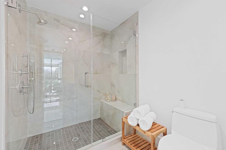 Bathroom, Glass Shower, Interior, Recessed Lighting