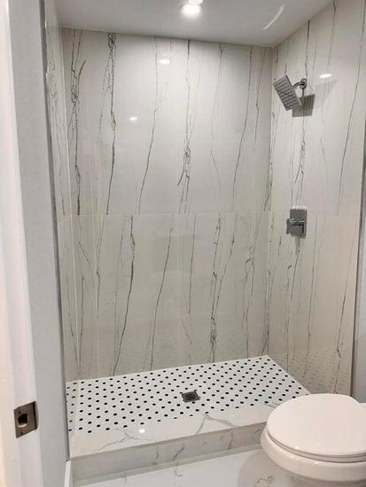 Bathroom, Interior, Marble Walls, Recessed Lighting