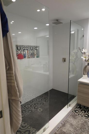 Bathroom, Glass Shower, Interior, Recessed Lighting