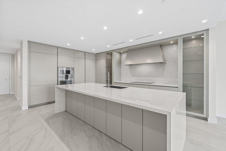 Interior, Kitchen, Marble, Recessed Lighting, Stainless Steel Appliances