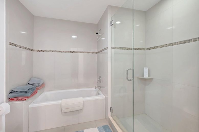 Bathroom, Glass Shower, Interior, Recessed Lighting