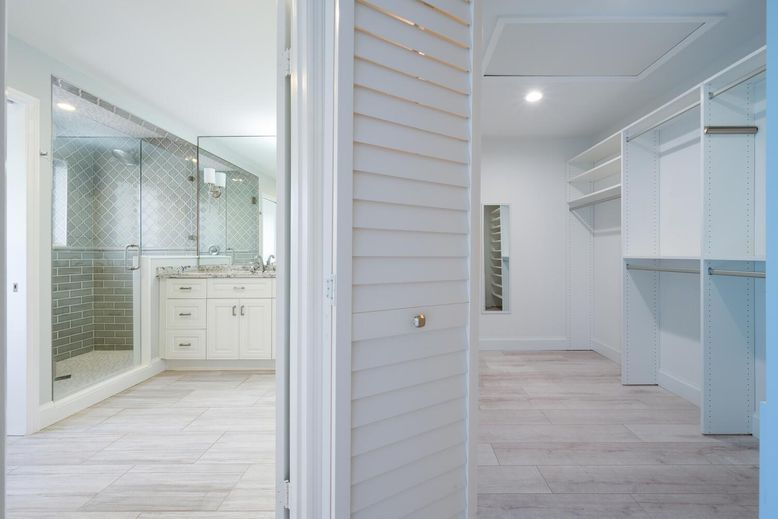 Bathroom, Glass Shower, Interior, Recessed Lighting, Walk-in Closets