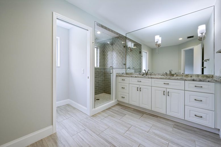 Bathroom, Dual Sink Vanities, Glass Shower, Interior, Recessed Lighting
