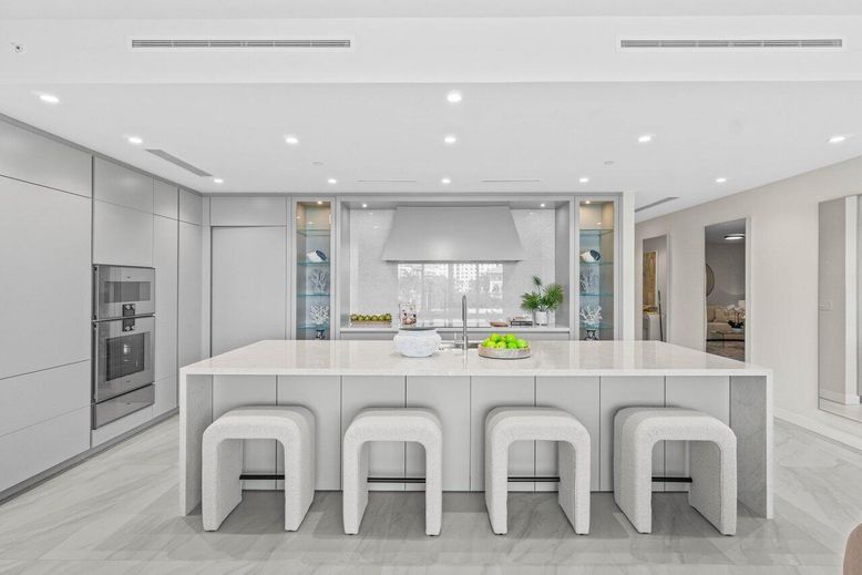 Interior, Kitchen, Marble, Recessed Lighting, Stainless Steel Appliances