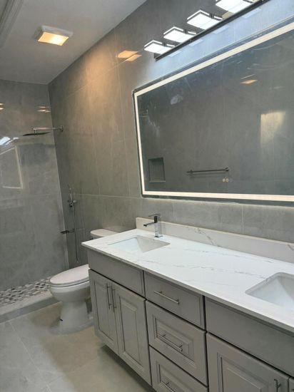 Bathroom, Dual Sink Vanities, Glass Shower, Interior