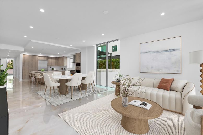 Dining room, Interior, Kitchen, Living room, Recessed Lighting, Stainless Steel Appliances