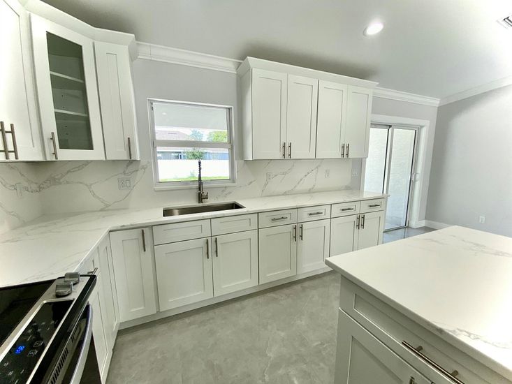 Interior, Kitchen, Marble Walls, Recessed Lighting