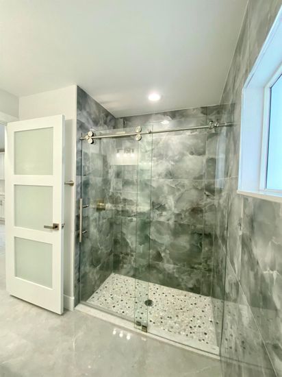 Bathroom, Glass Shower, Interior, Recessed Lighting